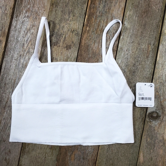 Free People Andi Square Neck Seamless Bra White MSRP $38 FP076 - Picture 10 of 13